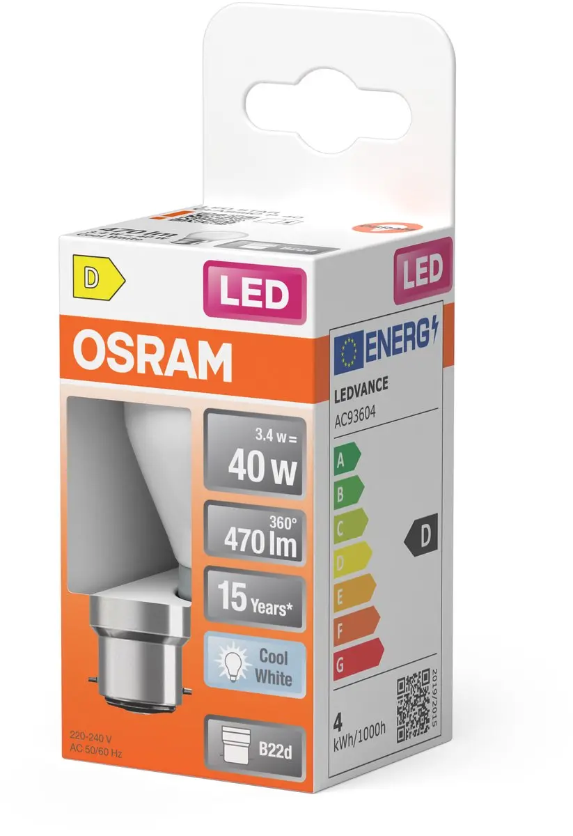 Osram LED Filament Star P40 Miniball 3,4W B22d - 4000K Mat - 470lm