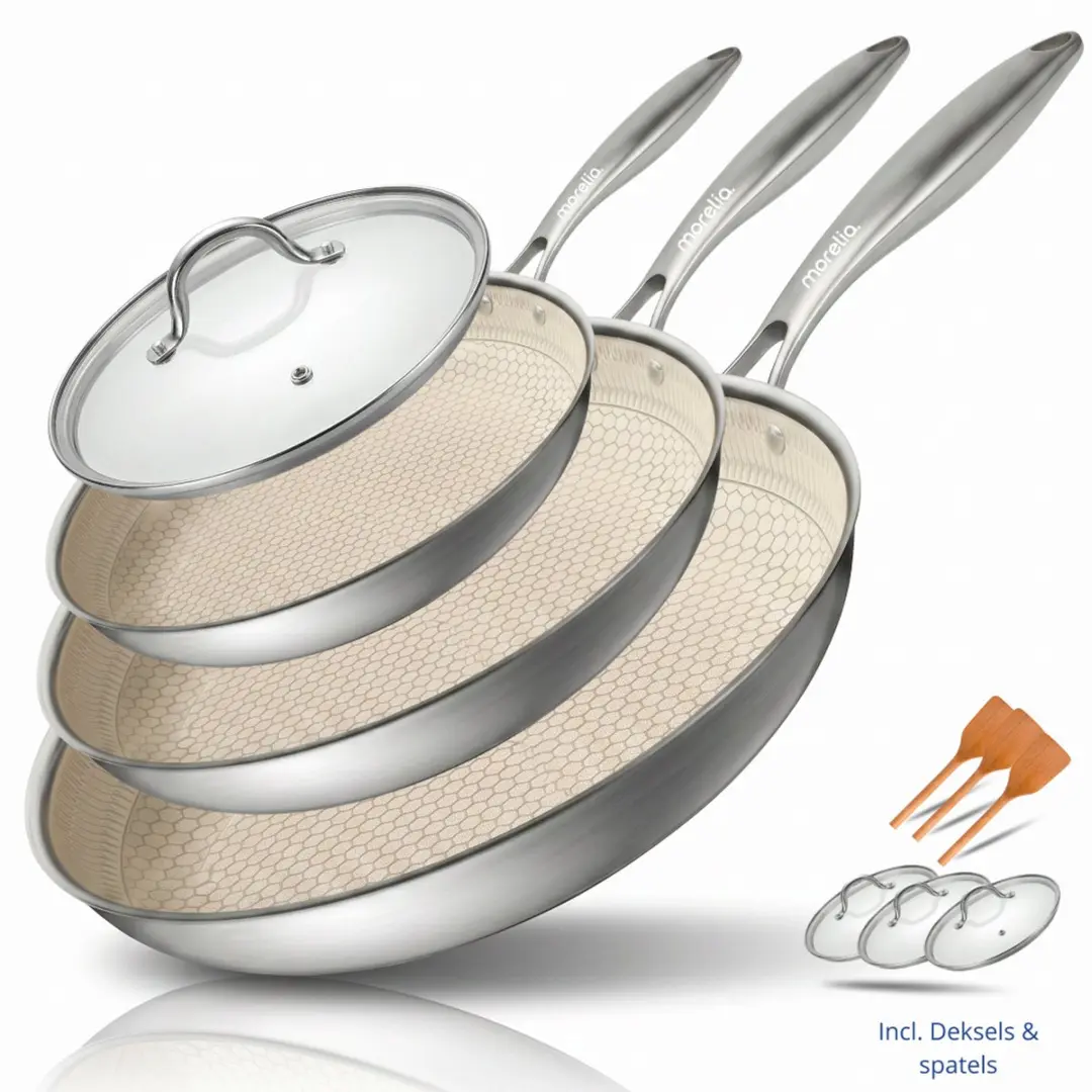 Morelia Hybrid Pannenset 20-24-28cm - 3-delig - Honingraat RVS
