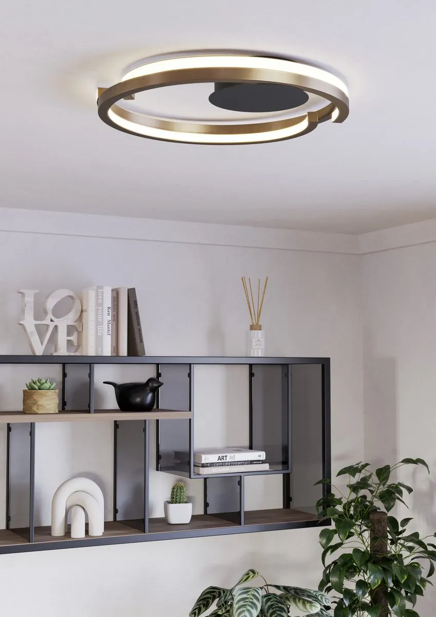 Eglo Mezzomonte Plafondlamp Ø48cm - Brons/Zwart/Wit - 2 Lichtpunten