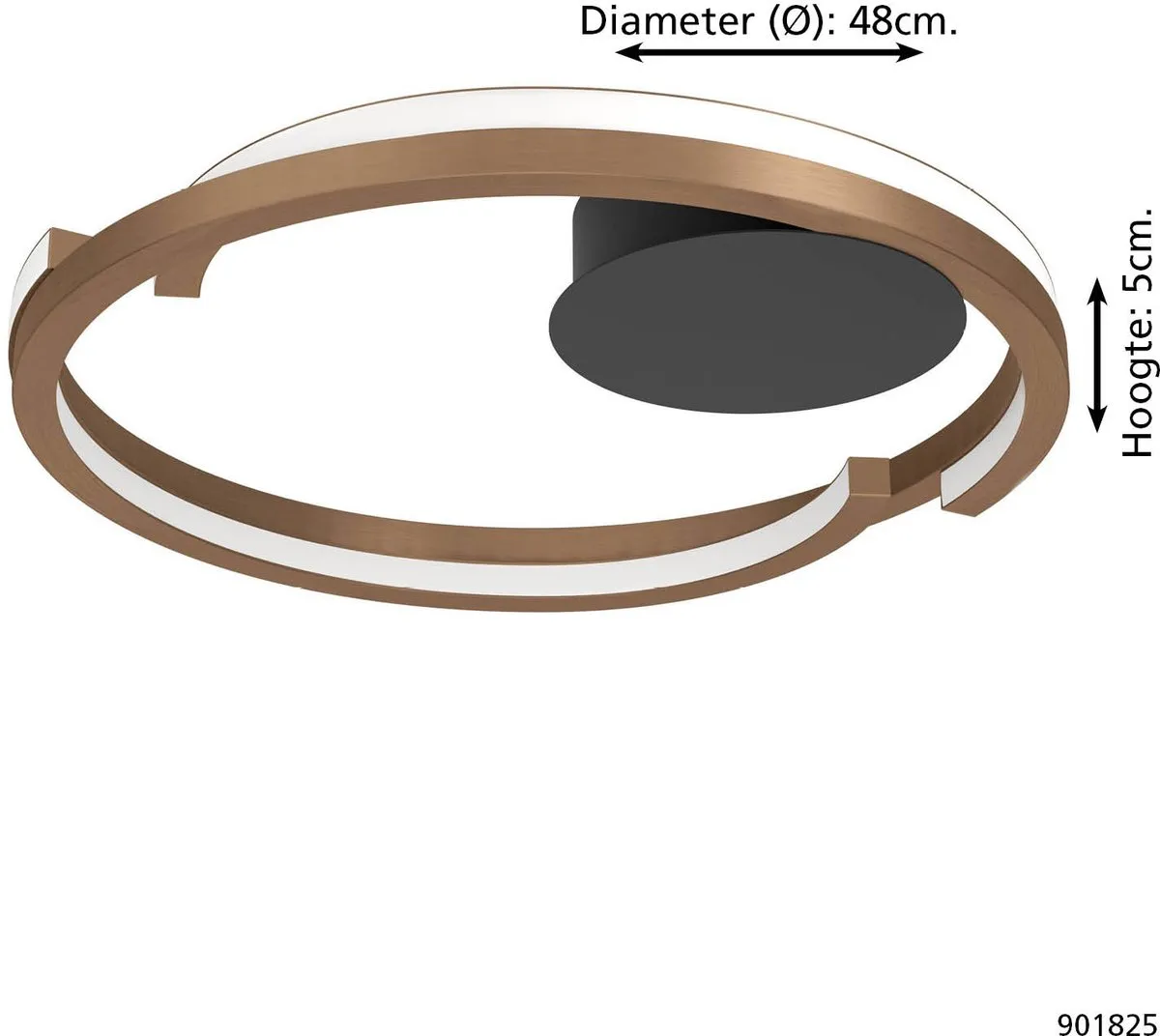 Eglo Mezzomonte Plafondlamp Ø48cm - Brons/Zwart/Wit - 2 Lichtpunten