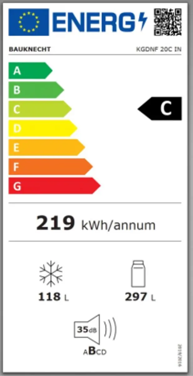 Bauknecht KGDNF 20C IN Koelvriescombinatie 415L - Grijs