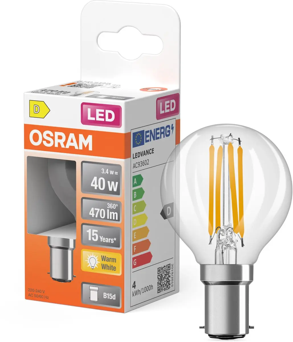 Osram LED-lamp Star Globe P40 Filament 3,4W - 470lm Warm wit