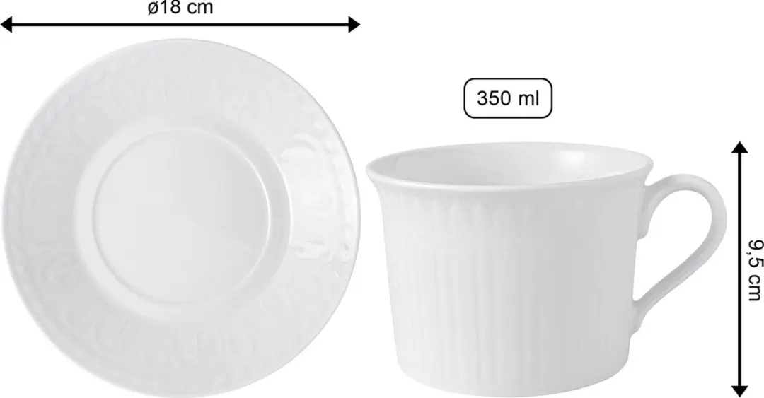 Villeroy & Boch Cellini Cappuccino Set - 6 Stuks - 350ml - Wit/Gekleurd