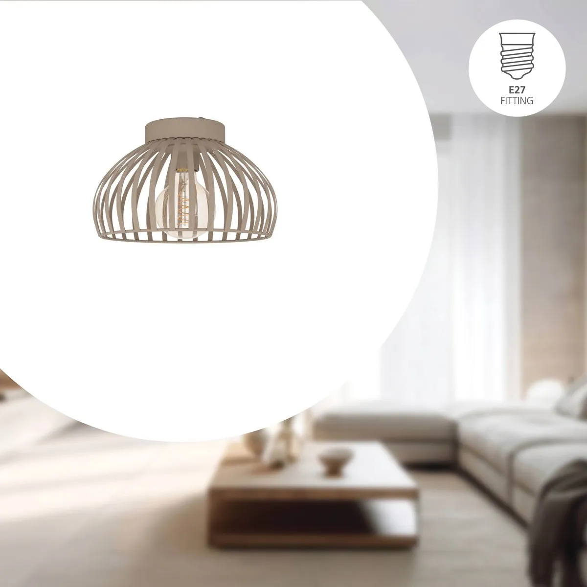 Eglo Mogano 3 Plafondlamp E27 - Ø28cm - Zand