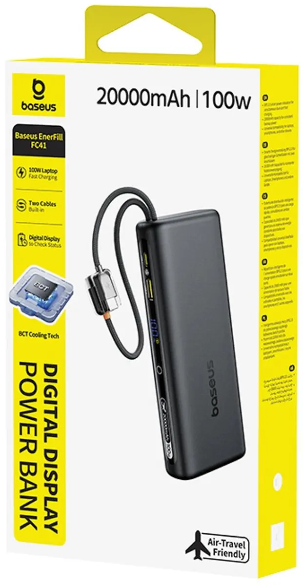 Baseus EnerFill FC41 Powerbank 20000mAh 100W - Zwart