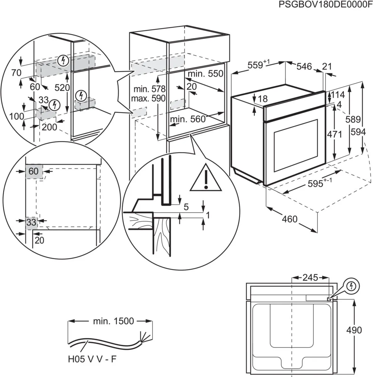 AEG BPE435060B Inbouwoven 71L - Zwart