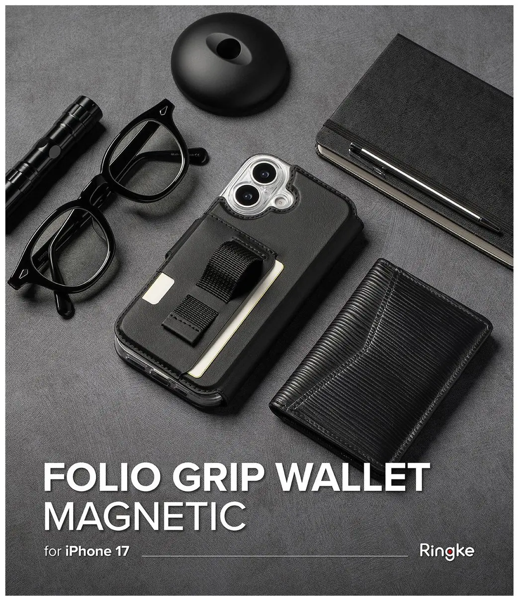Ringke Folio Grip Wallet iPhone 17 - Hoesje - Zwart