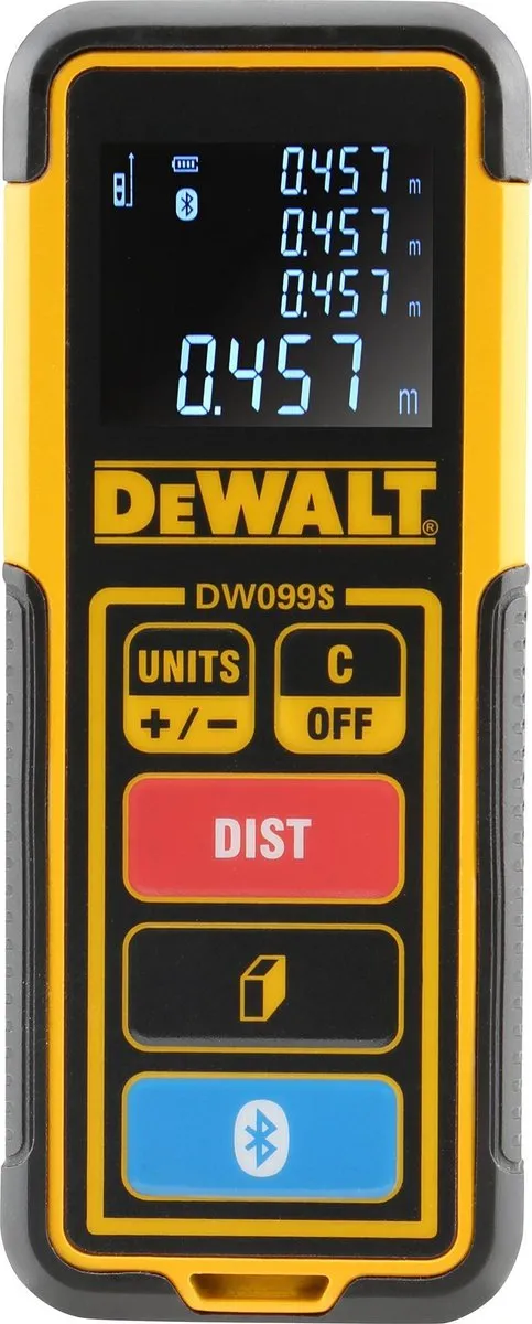 DeWalt DW099S Digitale Afstandsmeter - 30m - Bluetooth - Rood