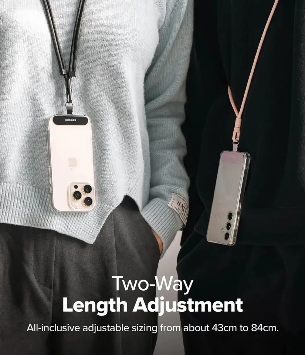 Ringke Holder Link & Flow Shoulder Strap Y-Type - Telefoonkoord Zwart - afbeelding 6 van 6