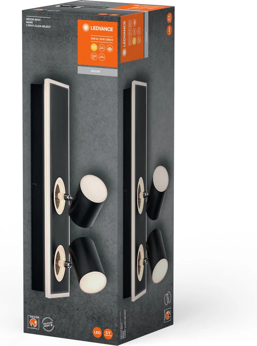 LEDVANCE Decor Spot Mars CLICK-SELECT Black 2 Spot - 29W 985lm