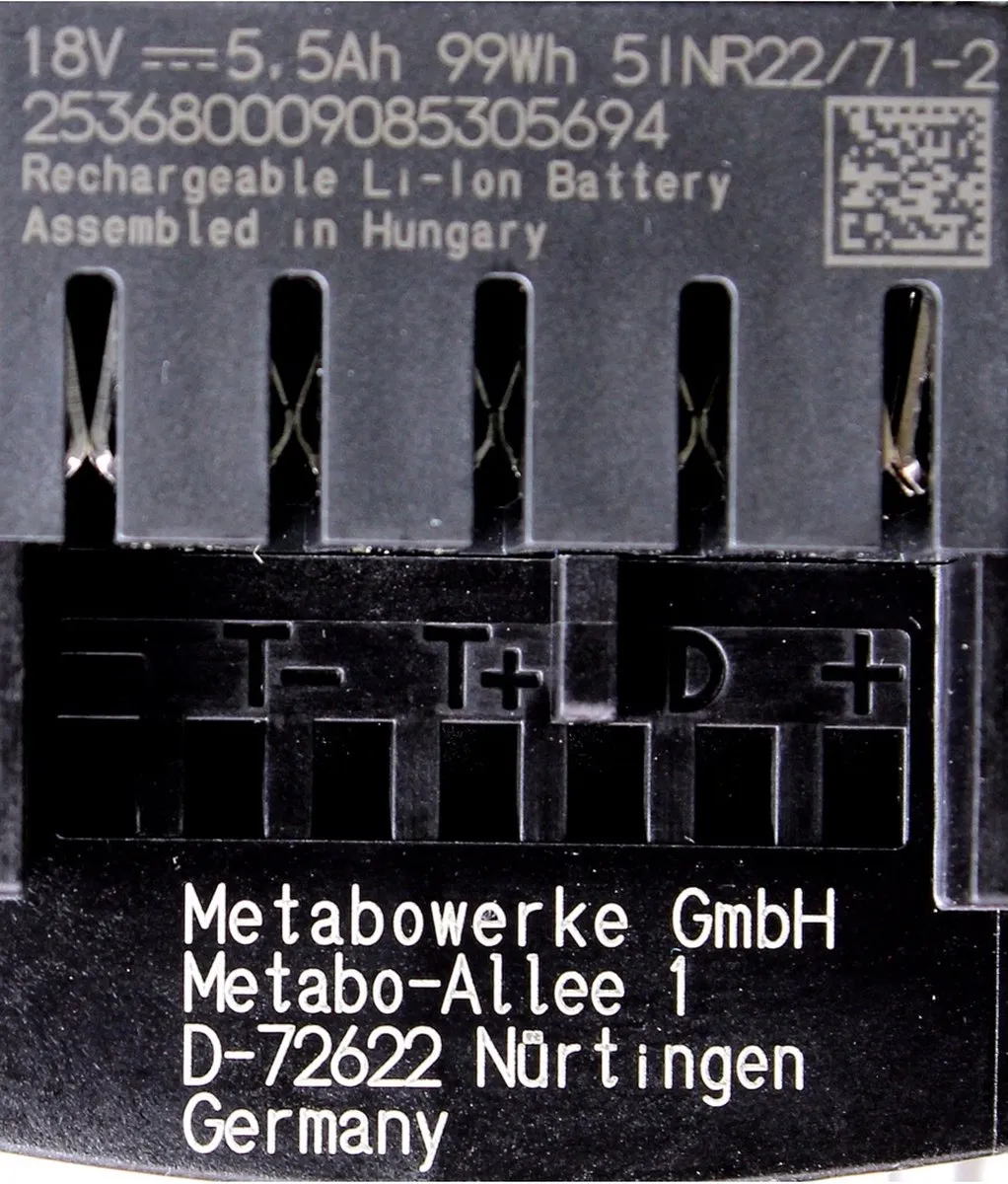 Metabo 685122000 18V LiHD Accu & Lader - 2x 5,5Ah - afbeelding 6 van 6