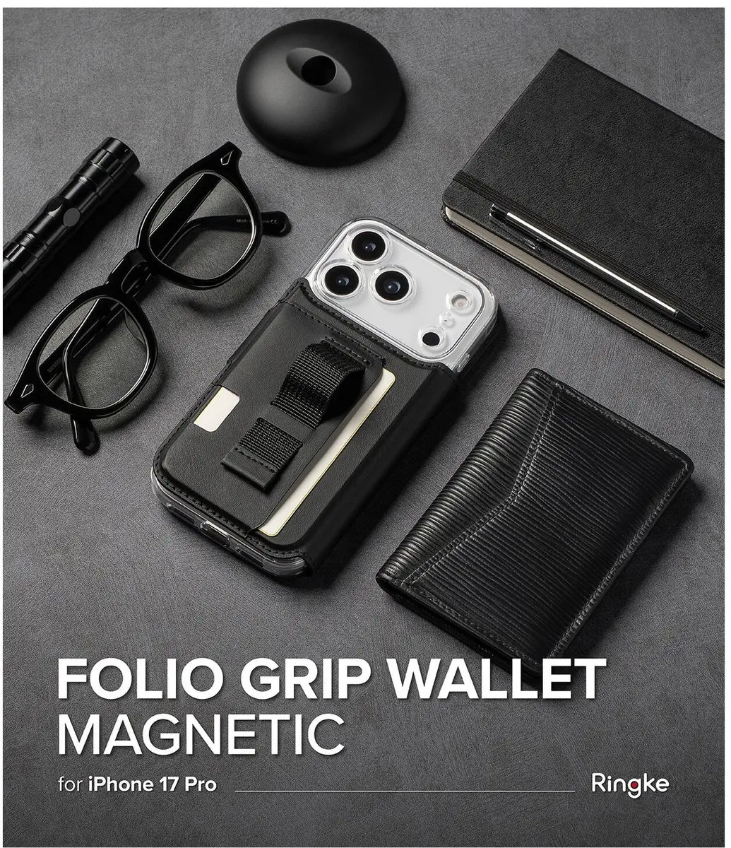 Ringke Folio Grip Wallet iPhone 17 Pro - Magnetisch - 3 Pasjes - Zwart