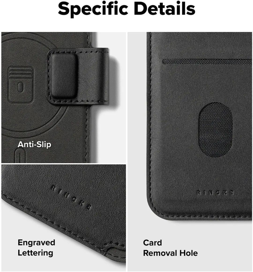 Ringke Folio Grip Wallet iPhone 17 Pro - Magnetisch - 3 Pasjes - Zwart