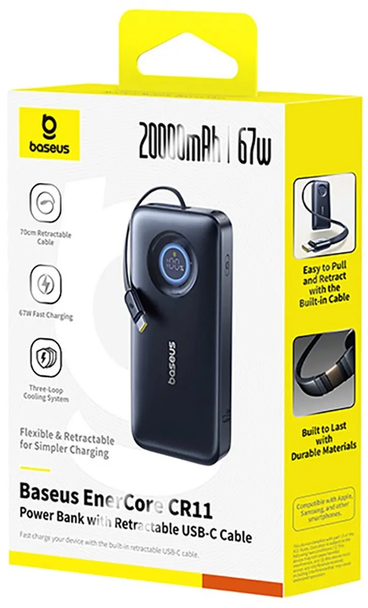 Baseus EnerCore CR11 Powerbank 20000mAh 67W - Zwart