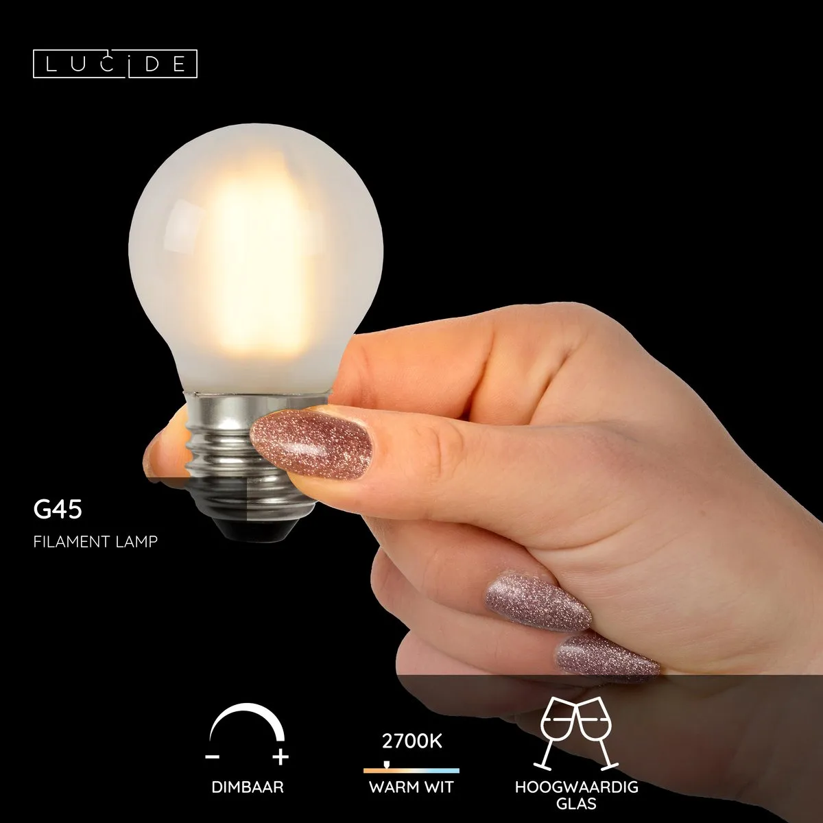 Lucide G45 LED Filamentlamp E27 4W 2700K - Mat