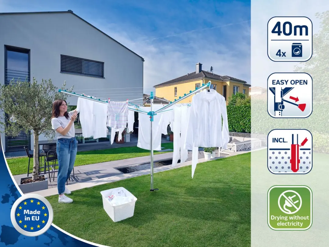 Leifheit Linomatic 400 Easy Droogmolen 40m - Blauw - afbeelding 6 van 6