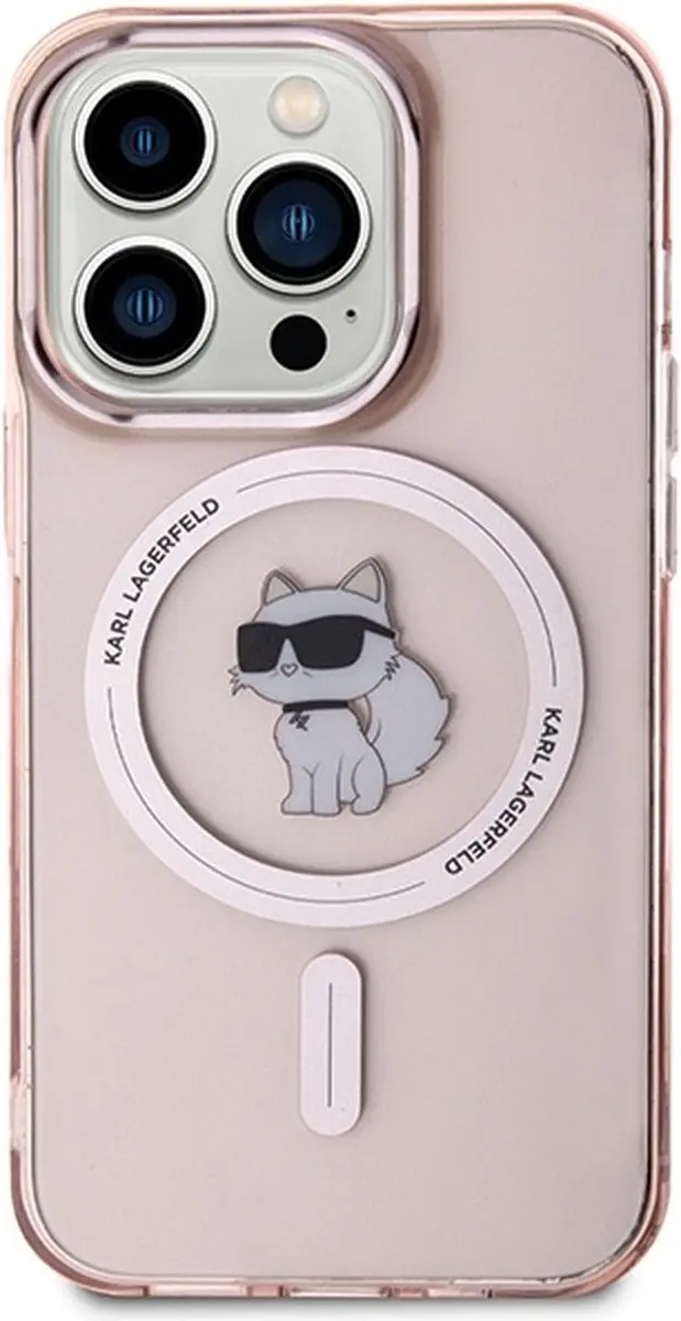 Karl Lagerfeld IML Choupette MagSafe Hoesje iPhone 15 Pro Max - Roze