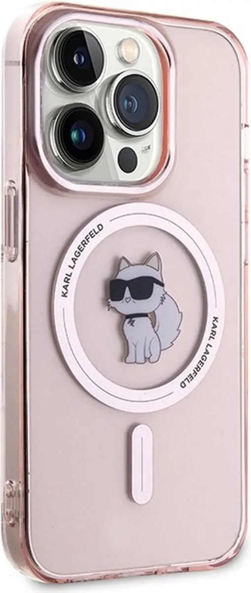 Karl Lagerfeld IML Choupette MagSafe Hoesje iPhone 15 Pro Max - Roze