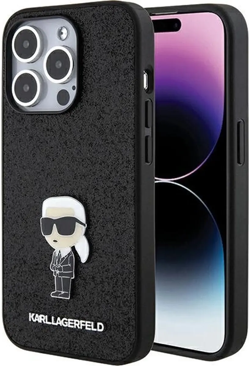 Karl Lagerfeld Fixed Glitter Ikonik Logo Pin Case iPhone 15 Pro Max