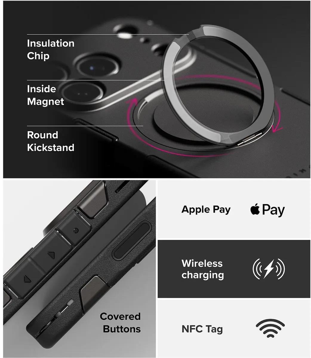 Ringke Hoesje iPhone 17 Pro - Rugged Gunmetal - MagSafe - afbeelding 6 van 6
