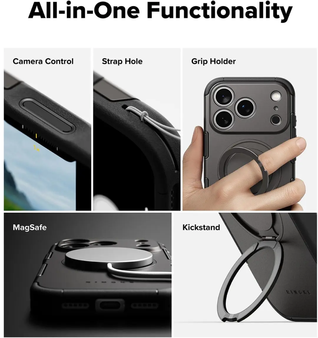 Ringke Hoesje iPhone 17 Pro - Rugged Gunmetal - MagSafe