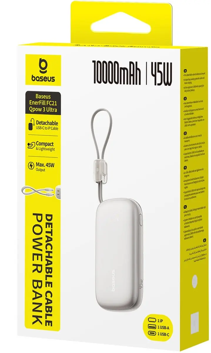 Baseus EnerFill FC21 Qpow 3 Ultra Powerbank 10000mAh - 45W - Tytan - afbeelding 6 van 6