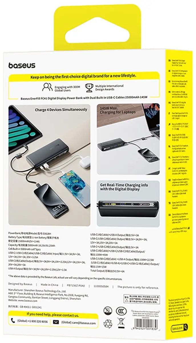 Baseus EnerFill FC41 Powerbank 25000mAh 145W - Zwart