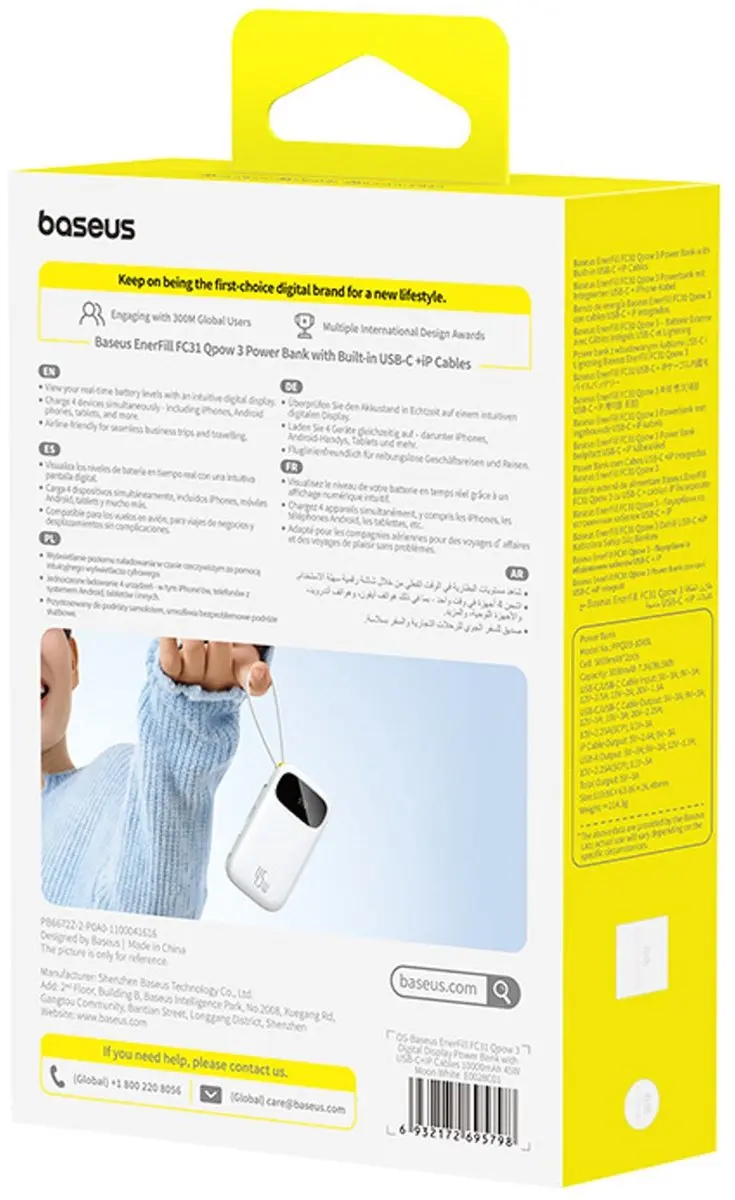 Baseus EnerFill FC31 Powerbank 10000mAh - 45W - Wit