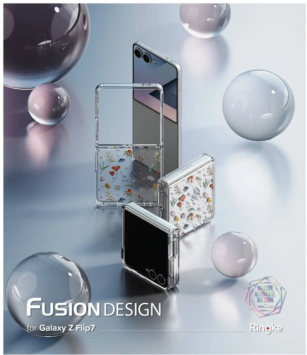 Ringke Fusion Design Hoesje Samsung Galaxy Z Flip 7 - Antikrascoating - Bloemenprint