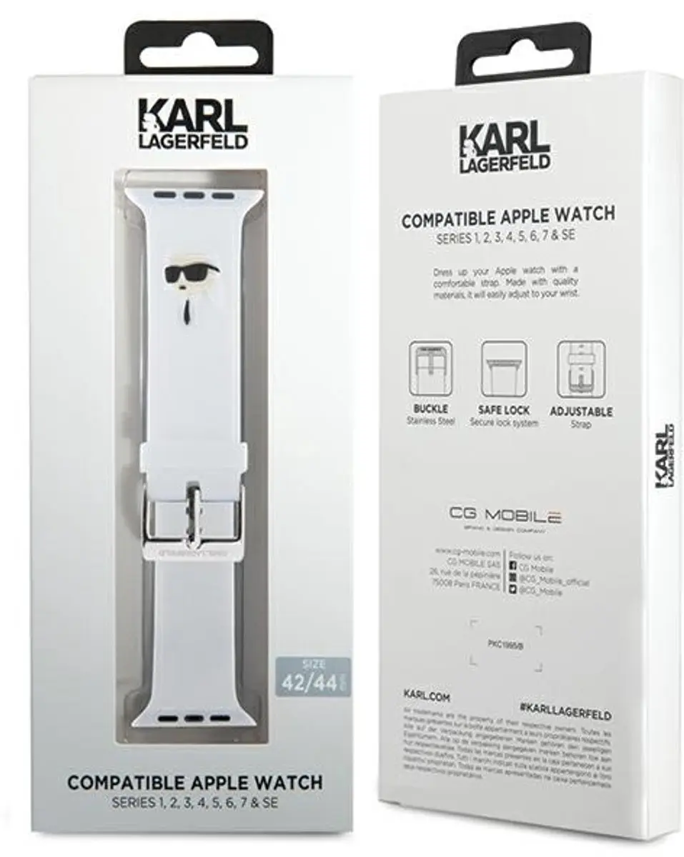 Karl Lagerfeld 3D Rubberen Hoofdband Apple Watch 42/44/45/49mm - Wit