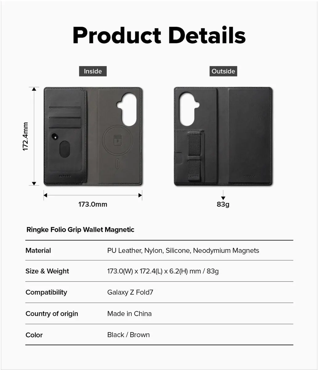 Ringke Folio Grip Wallet voor Samsung Galaxy Z Fold 7 - Zwart