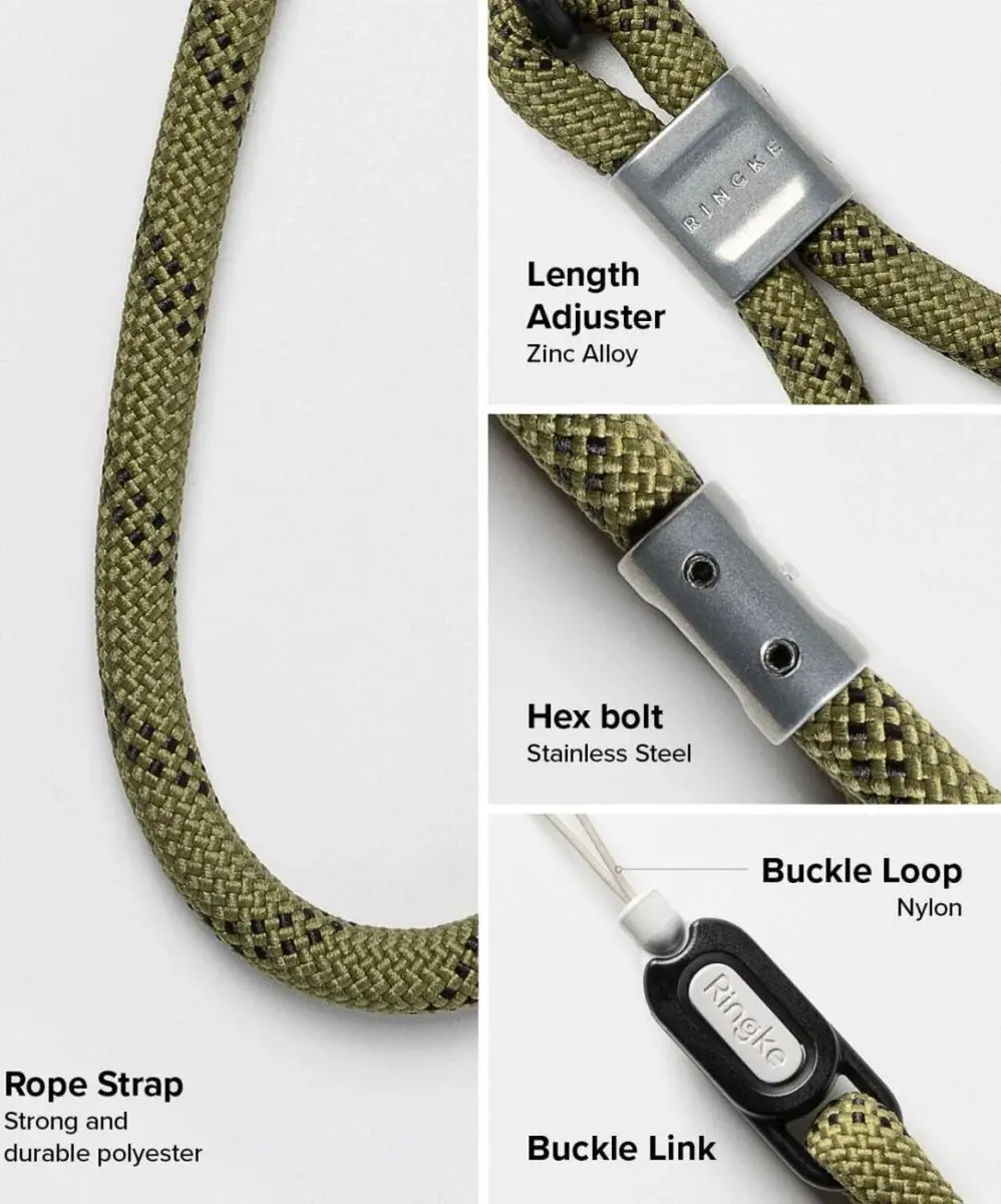 Ringke Rope Hand Strap - Universele Polsband Olive - afbeelding 6 van 6