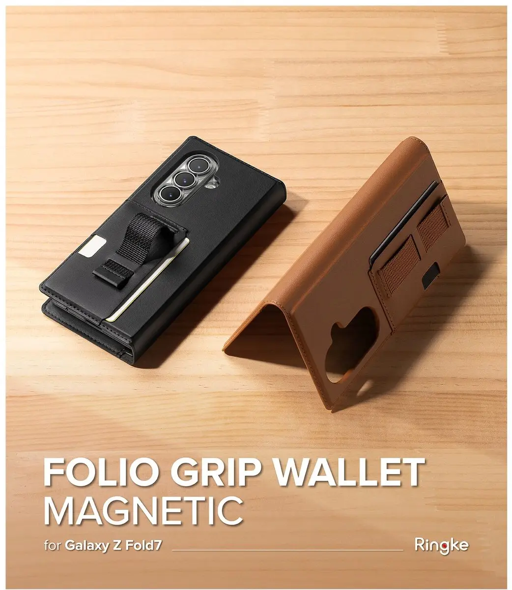 Ringke Folio Grip Wallet Hoesje - Samsung Galaxy Z Fold 7 - Bruin