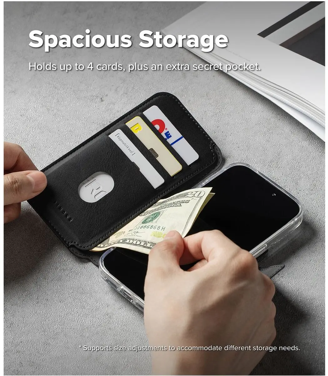 Ringke Folio Grip Wallet iPhone 17 Pro Max - Magnetisch - 3 Pasjes - Zwart