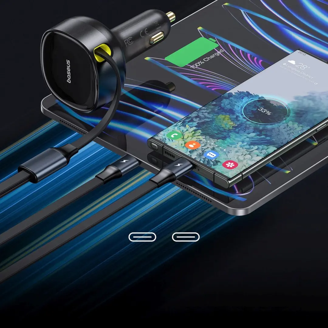 Baseus Enjoyment Serie Autolader 33W - USB-C - Zwart
