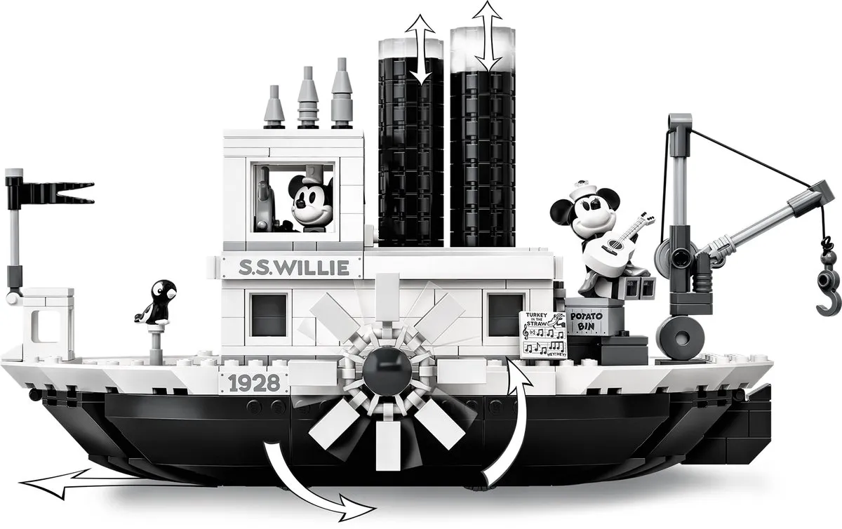 LEGO Ideas Steamboat Willie 21317 - 751 Stukken - 2 Minifiguren - afbeelding 6 van 6