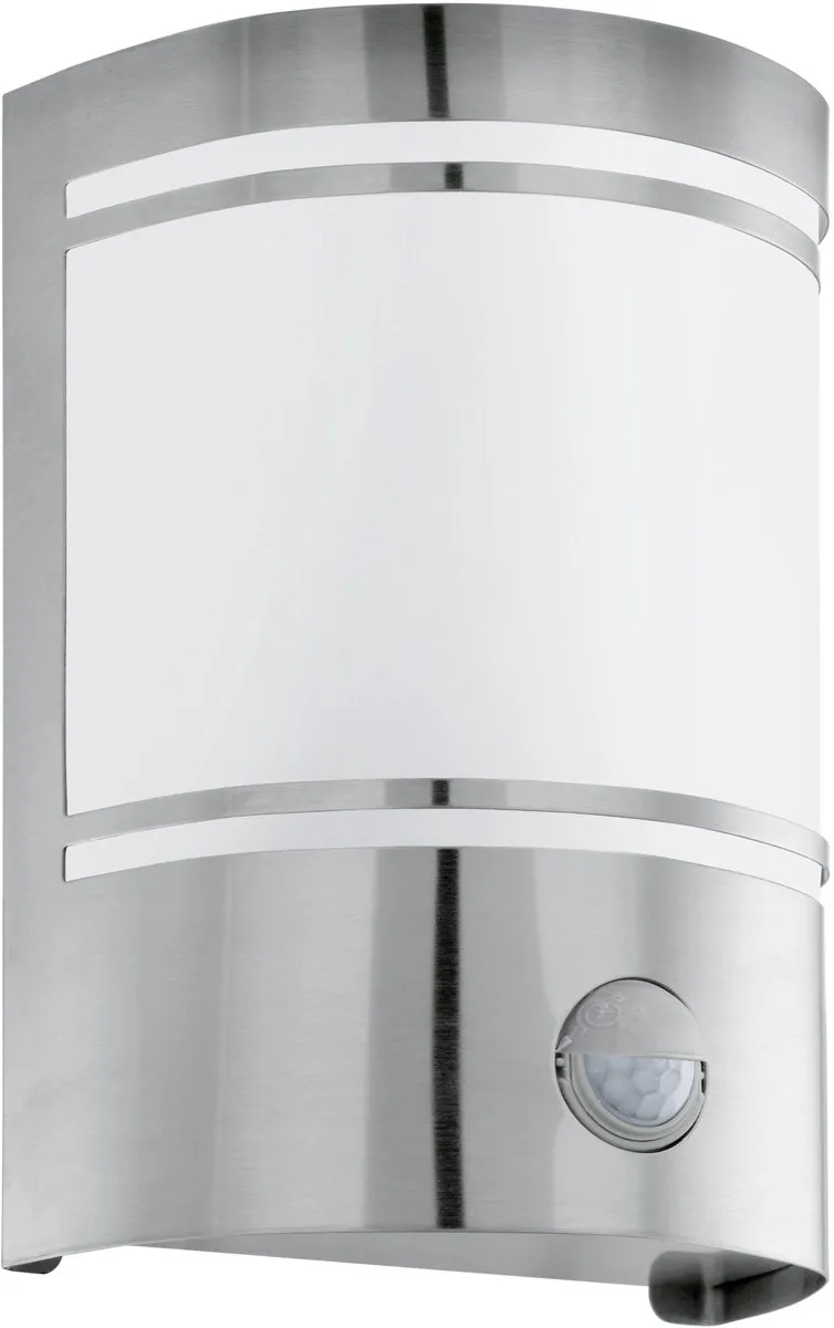 Eglo Cerno Wandlamp Buiten E27 Sensor - Roestvast Staal/Wit