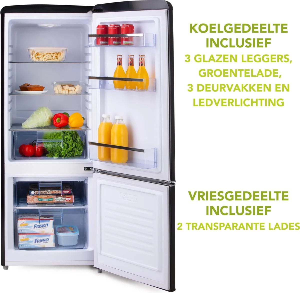 Domo DO91706R Retro Koelkast 191L - Zwart