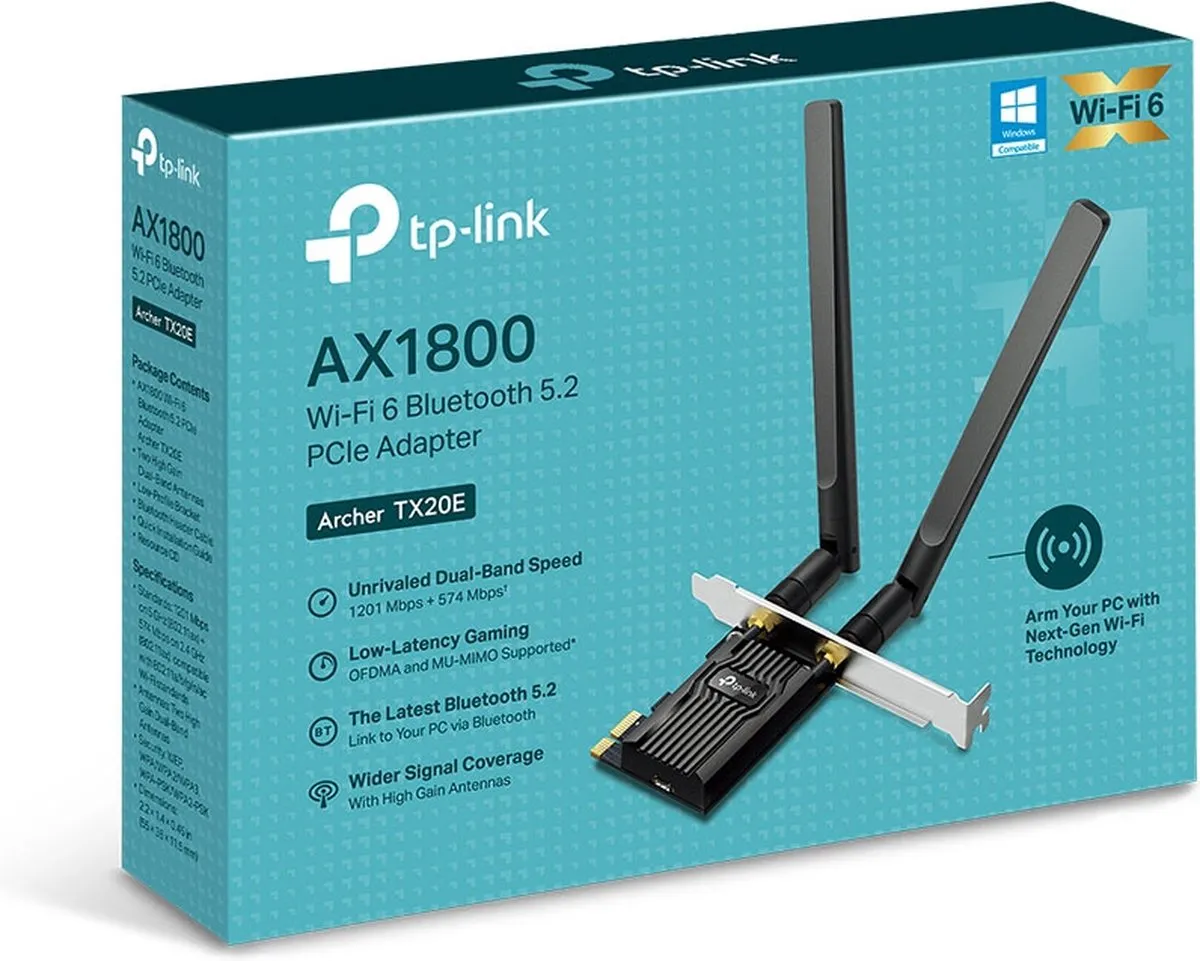 TP-Link Archer TX20E PCI WLAN/Bluetooth Kaart - 1800 Mbit/s