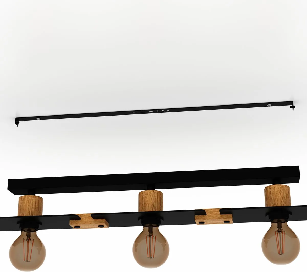 Eglo Bramerton Plafondlamp 81cm - 3 Lichtpunten - Zwart/Bruin
