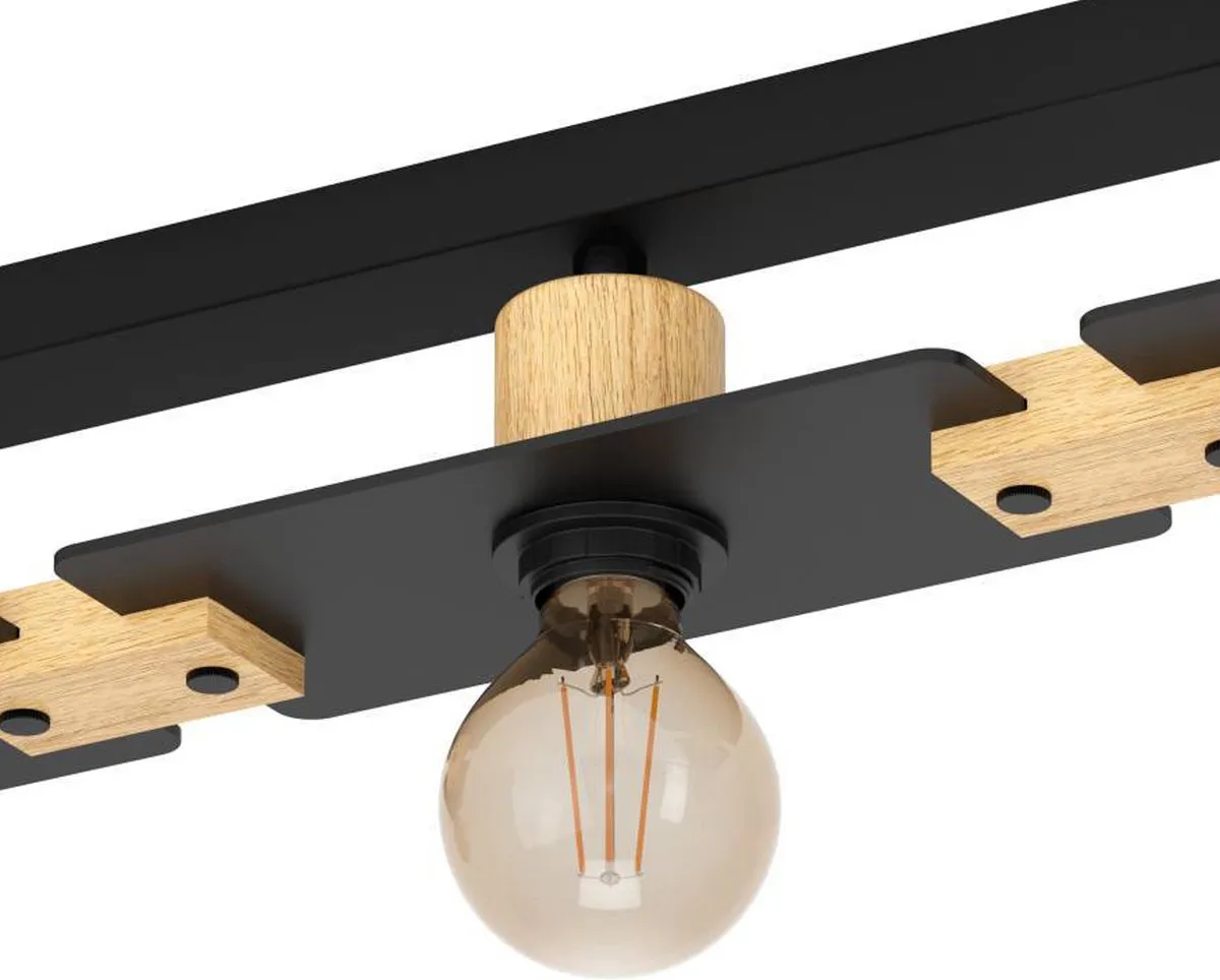 Eglo Bramerton Plafondlamp 81cm - 3 Lichtpunten - Zwart/Bruin