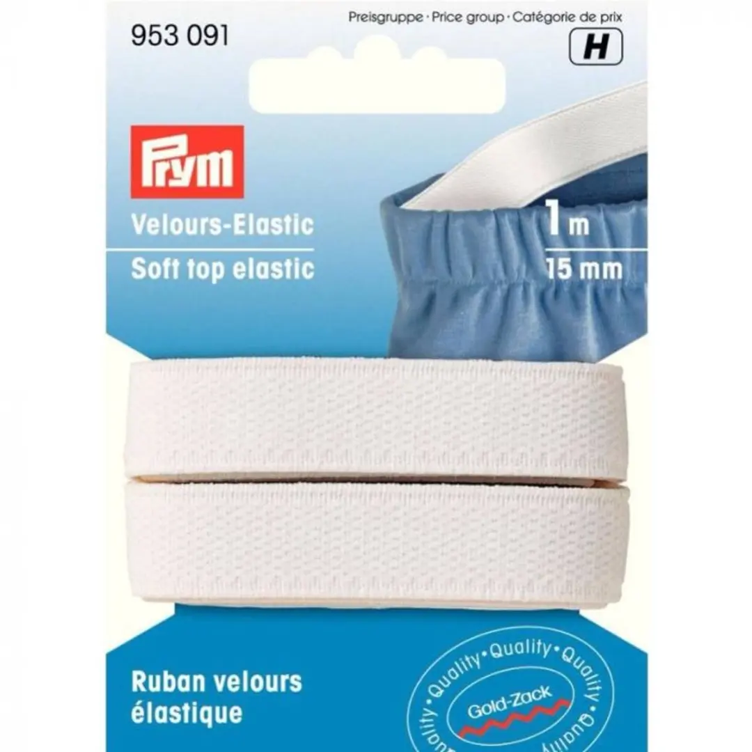 Prym Veloursbandelastiek 15mm Wit - 1 Stuk