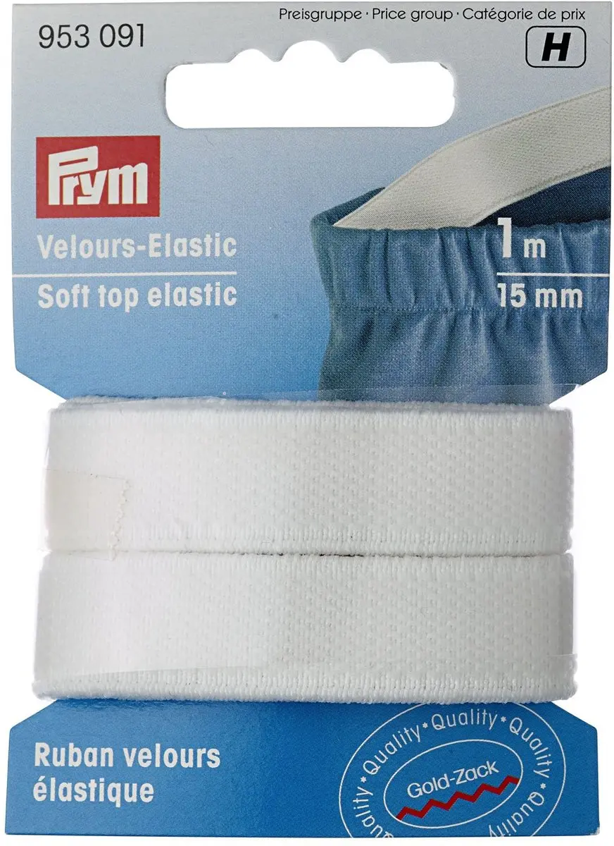 Prym Veloursbandelastiek 15mm Wit - 1 Stuk