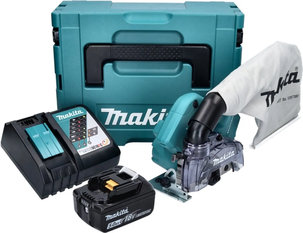 Makita DCC500RT1J Accu-Diamantslijper 18V 125mm - 5.0Ah Accu