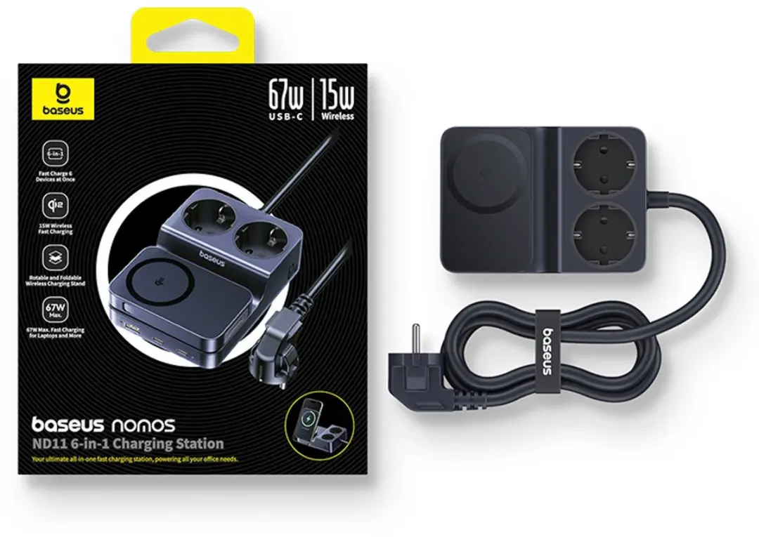 Baseus NOMOS ND11 Draadloos Oplaadstation 67W - Zwart