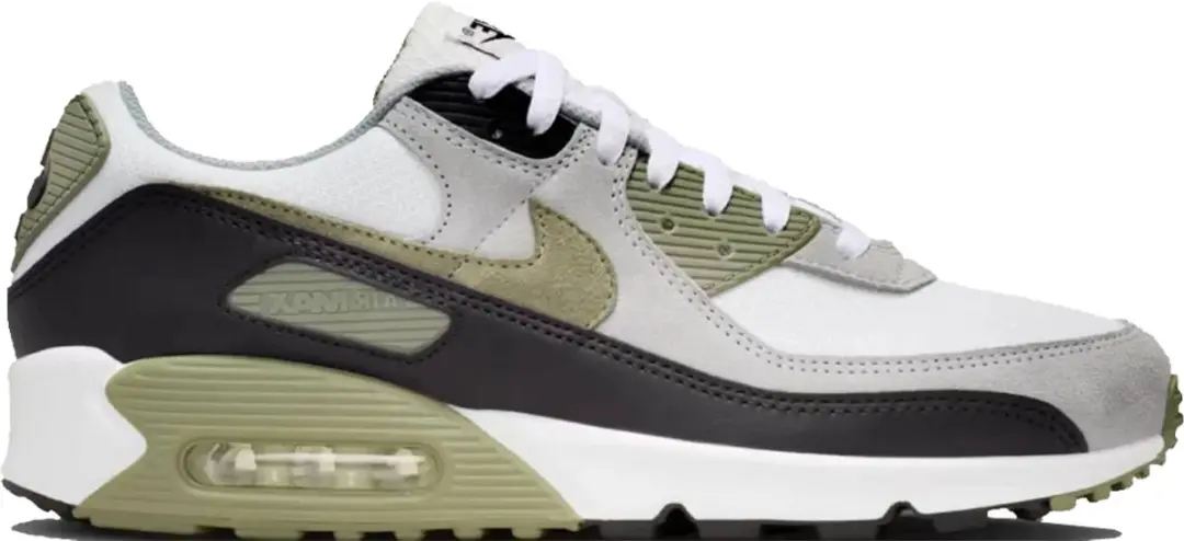 Nike Air Max 90 Sneakers - Maat 43 - Wit/Grijs/Olijfgroen