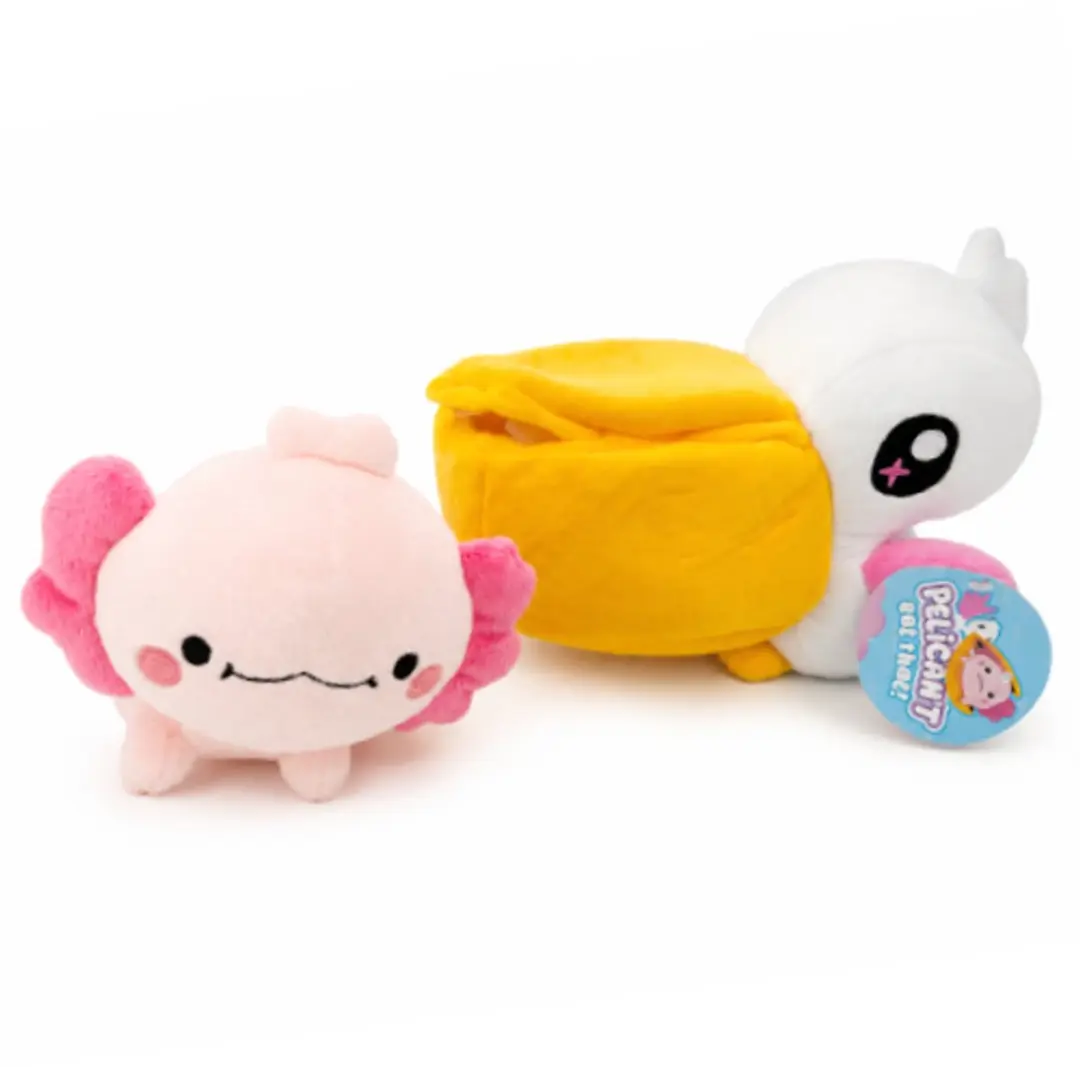 Topknuffels Pelikaan met Axolotl Pluche 25cm - Wit/Rood