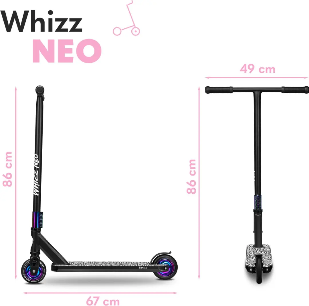 Lionelo Whizz Neo Freestyle Step Fietshelm - 3,6 kg - Zwart/Paars/Roz