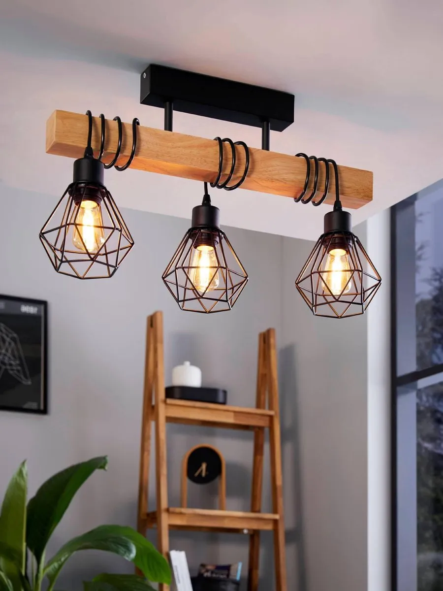 Eglo Townshend 5 Plafondlamp E27 - 55cm - Zwart/Bruin