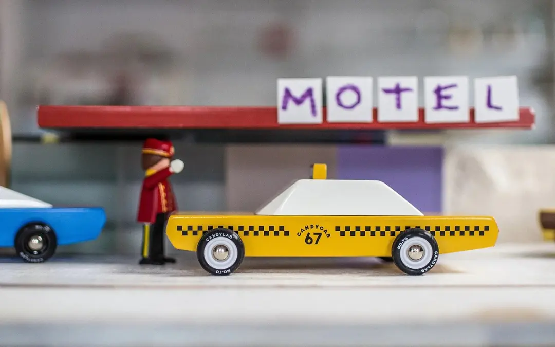 Candylab Toys CandyCab Houten Design Auto Geel